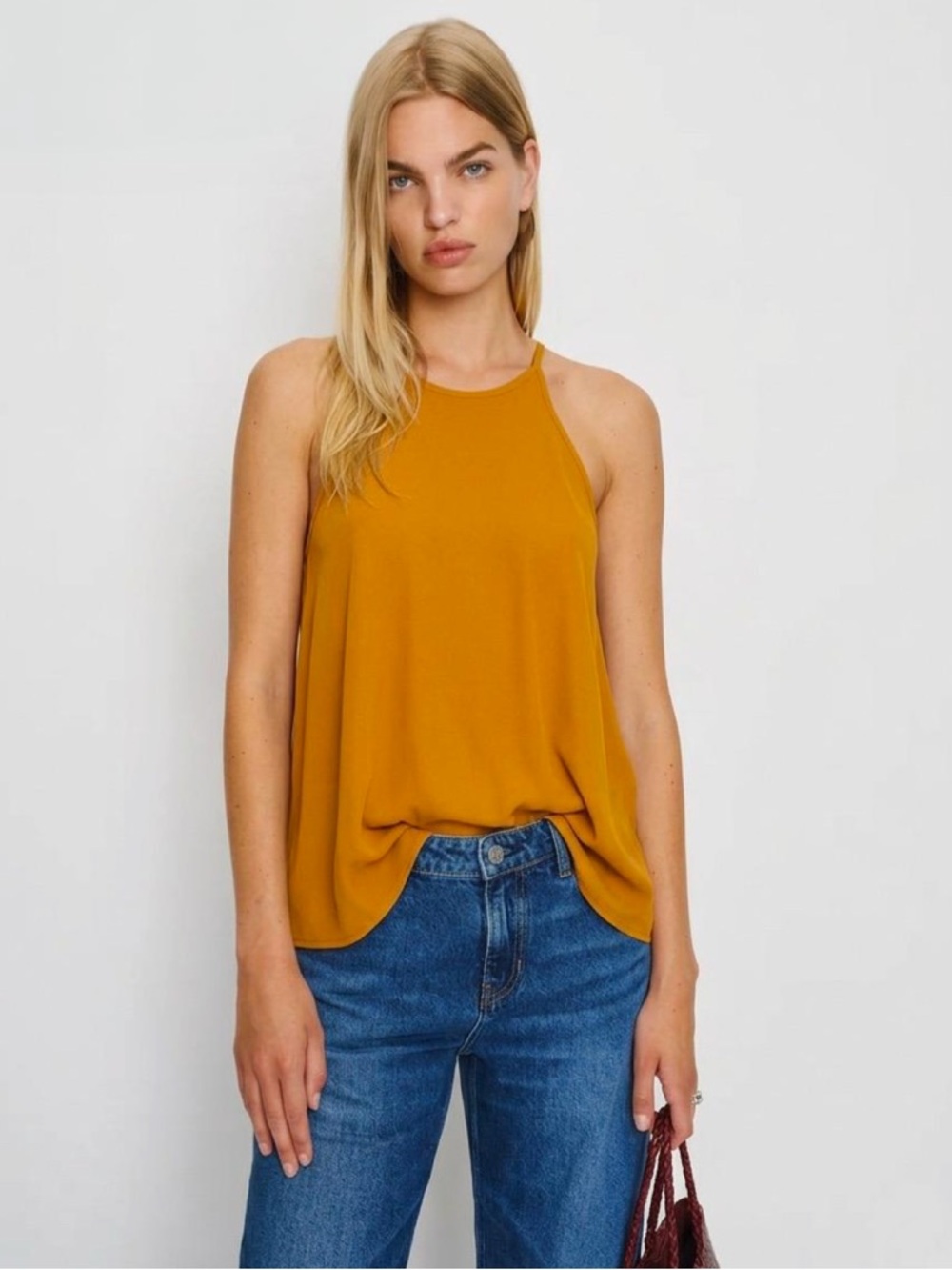Paper Crane Gold Sleeveless Halter Neck Top Size Medium Fall